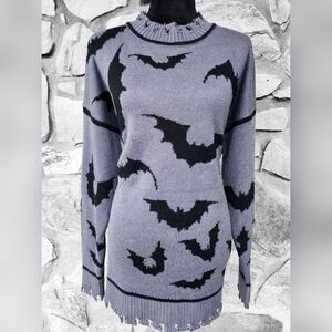 Oversized Gray & Black Bat Sweater